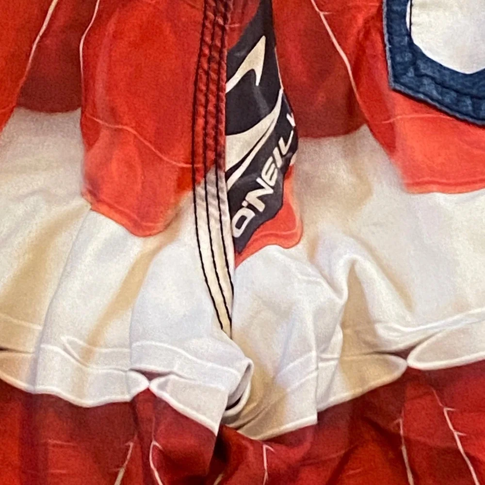 O'Neill Board‎ Shorts Mens Red White Blue 31 Solo Cup Flag Print Swim Trunks